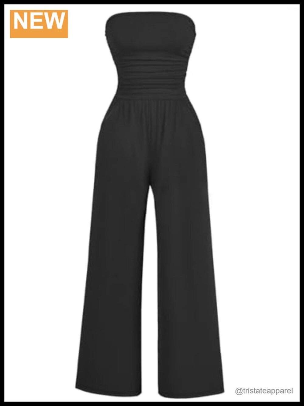 Wide Leg Strapless Jumpsuit Off Shoulder Sleeveless Backless Romper with Pockets